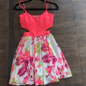 Pink floral cutout Dress
